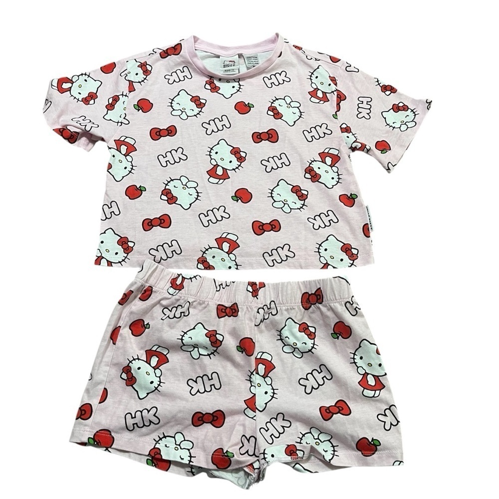 Hello Kitty Kids Pajama Set Pink and Red Size 10 Sanrio Bow Coquette Girly